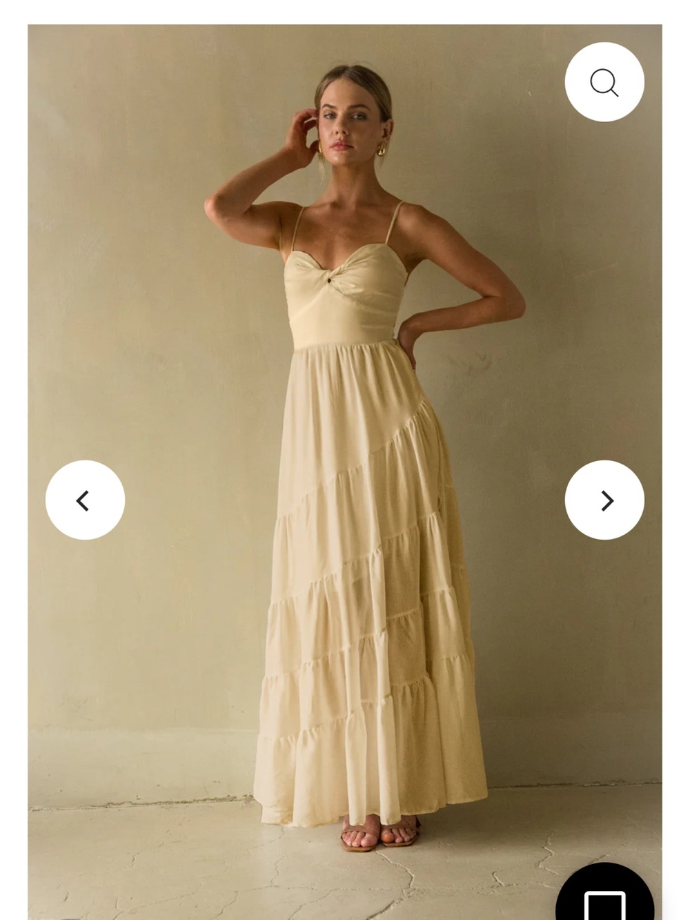 American Threads Donna Twist Spaghetti-Strap Tiered Maxi Dress Butter Yellow